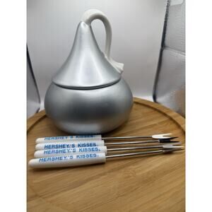Vintage Hershey's Kiss Fondue Set With 4 Forks 2006 CALL OUTS SEE DESCRIPTION